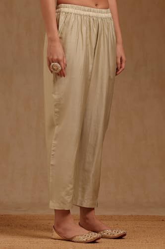 Soch Womens Off White Brocade Ethnic Motifs Suit Set With Cutdana