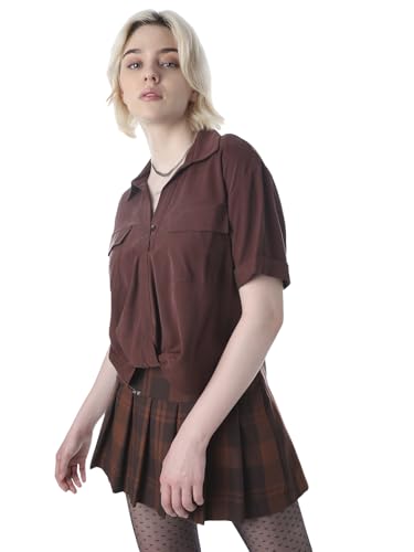ONLY Women's Solid Regular Fit Brown Shirt