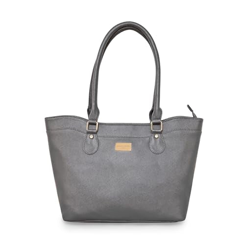 Pierre Cardin Women PU Leather Tote Bag For Women | Ladies Shoulder Bag With Zipper | Multipurpose Casual Bag For Women Office Use, Grey