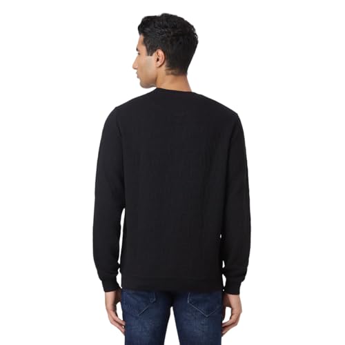 Pepe Black Self Design Full Sleeves Men Sweatshirt