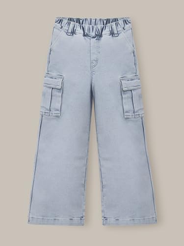 Cherry Crumble Blue Solid Denim Day Wear Regular Summer Jeans for Girls