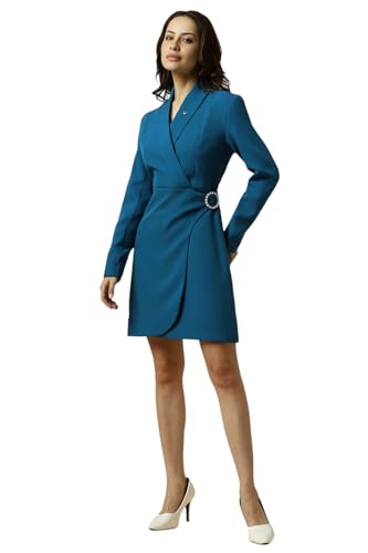 Women Blue Solid Formal Dress