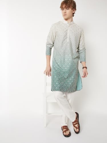 Max Men Ombre Regular Fit Kurta(Green_L)