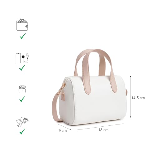 Fastrack Spacious Sling Bag for Girls | Stylish Crossbody Bag for Girls, Ladies, Women | Minimalistic Bag Made of Faux Leather (Powder Pink)