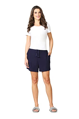 Van Heusen Women Lounge Shorts - 100% Viscose - Functional Pocket, Smocked Waistband, Soft Handfeel_55504_Blue_L