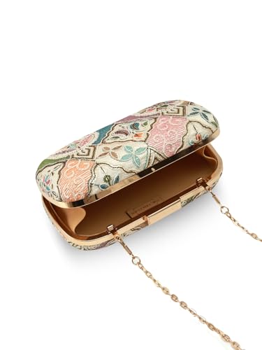 THE TAN CLAN Mughal Long Clutch for women Purses Luxury Evening Handbags for ladies with Detachable Handle