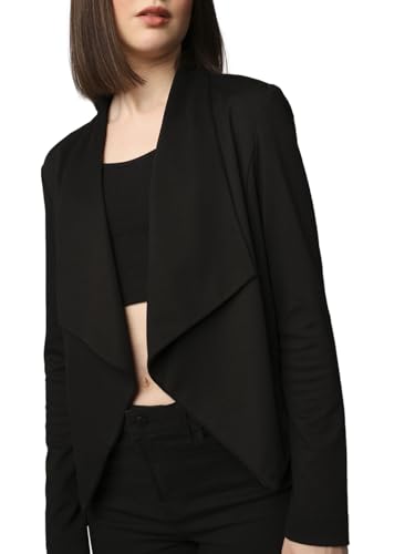 ONLY Women Solid Tailored Fit Casual Black Blazer