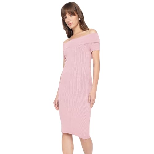 GUESS Vintage Blush Textured Off-Shoulder Short Sleeves Lidia Bodycon Dress