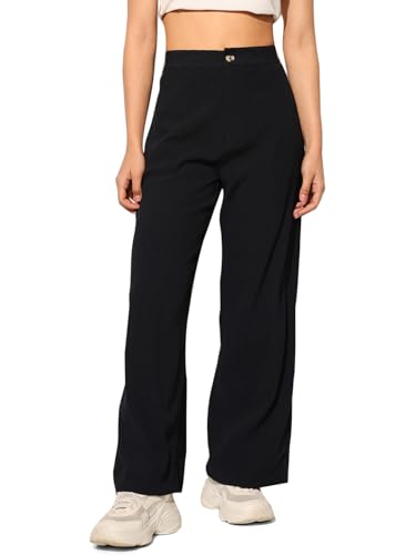 ONLY Women Loose Fit High-Rise Black Pants
