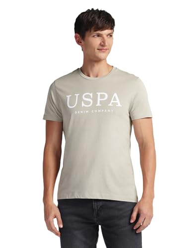 U.S. POLO ASSN. Mens Solid Half Sleeve Brand Carrier Round Neck T-Shirts (UDTSHS0900_LT. Grey_XL)
