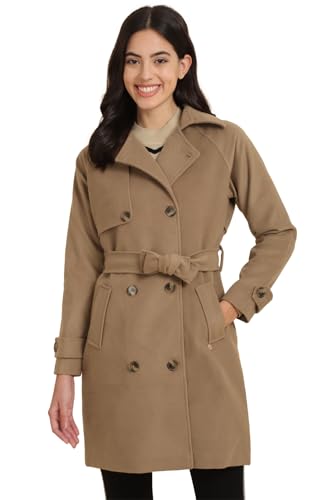 Allen Solly Women's A-Line Coat (AHJKCRGFI67538_Brown_2XL