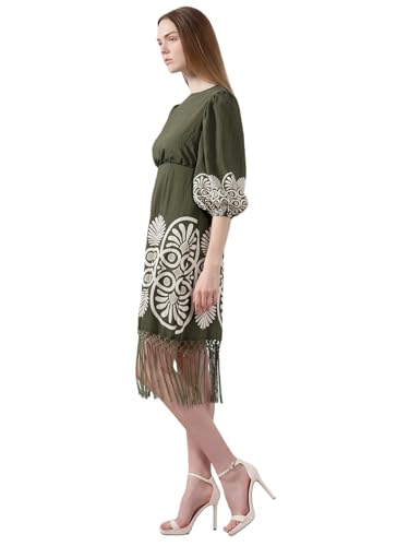 VERO MODA Women's Fit and Flare Green Dress