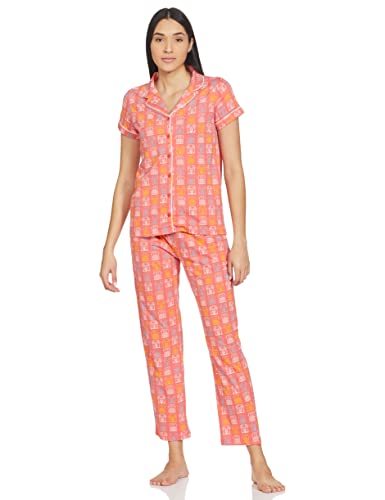 Amazon Brand - Myx Women's PAG 810 0 Pajama Set (SS21-MYX-SLP-05_Peach Auto_XL)