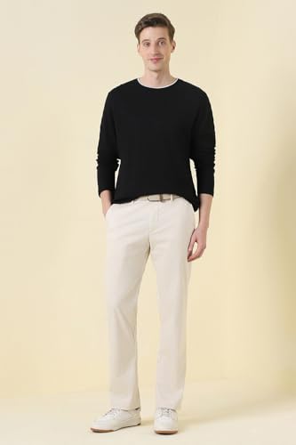 Men Beige Solid Casual Trousers