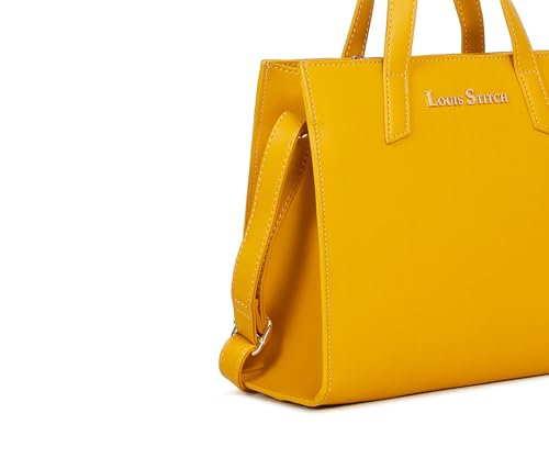LOUIS STITCH Stylish Yellow Handbag for Women | Ladies Satchel Handbag for Travel, Office, College | LDB-VF1039-HBYL
