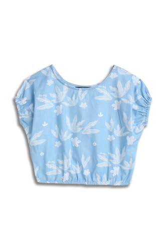 Allen Solly Girls Light Blue Print Casual Top