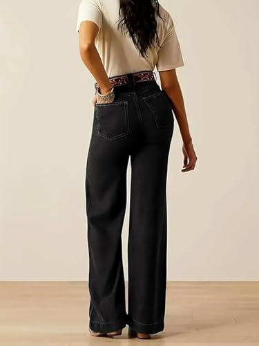 ADBUCKS Wide Leg Jeans for Women | Jeans Pant for Women | High Rise Jean I (in, Numeric, 42, Black)