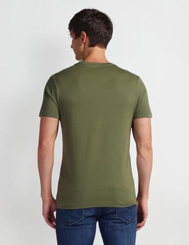 U.S. POLO ASSN. Mens Solid Half Sleeve Brand Carrier Round Neck T-Shirts (UDTSHS0897_Olive_L)