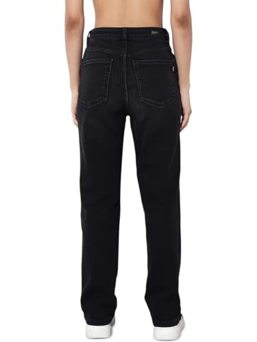 ONLY Women's Straight Fit High Rise Black Jeans