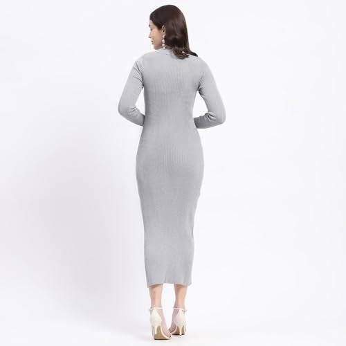 Madame Twisted Detailing Ribbed Bodycon Grey Dress