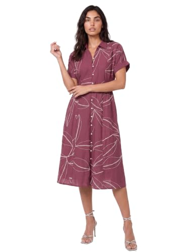 Max Women Embroidered Shirt Dress (Purple_S)