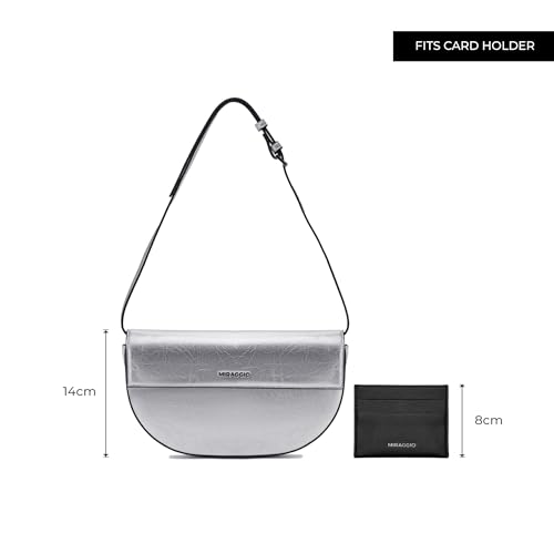 Miraggio Faith Shoulder Bag With Adjustable & Detachable Strap | Shoulder Bags For Women | Cluthch Silhouette | Gift Items For Women (Silver)