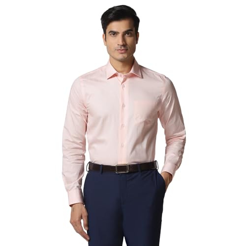 blackberrys Men Peach India Slim Fit Shirt | Soft Peach Tone Shirt with Full Sleeves, Slim Fit Construction and Refined Everyday Styling | Size 40, Color Orange
