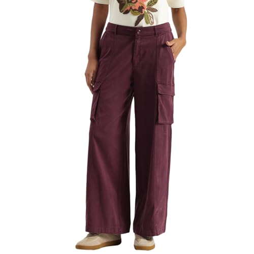 United Colors of Benetton Women's Regular Trousers & Capris (25A4DVKDF06GG1D3_Burgundy