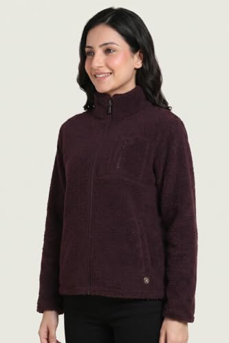 Zivame Sherpa Knit Poly Winter Loungewear Jacket - Wine