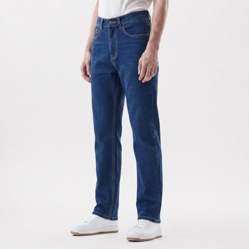 Red Chief Men’s Indigo Blue Narrow Denim Jeans | Regular Casual Wear | Solid Twill Weave | Button Closure (O-8560161)
