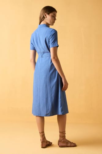 Women Blue Textured Casual Dress
