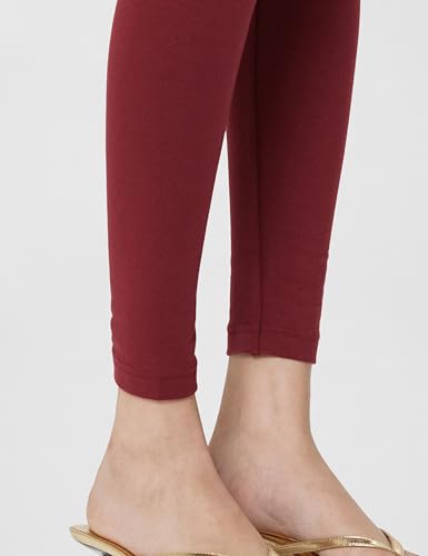 Jockey AW87 Women's Super Combed Cotton Elastane Stretch Leggings with Ultrasoft Waistband_Cabernet_L