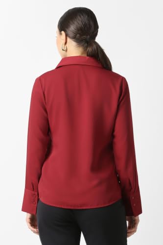 Women Red Solid Long Sleeves Formal Shirt