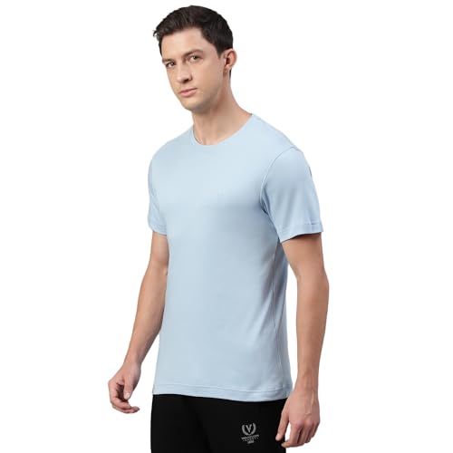 Van Heusen Men's Regular Fit T-Shirt (IHQTS1SK60039_Sky