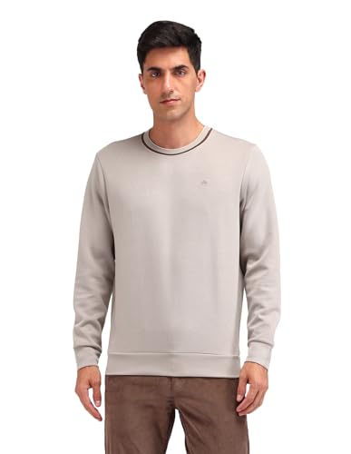 Arrow Men's Tan Patterned Knit Crew Neck Long Sleeve Casual Cotton Regular Fit Sweatshirt (ARAISS3983_Tan_XL)