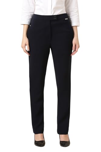 Women Navy Solid Formal Trousers