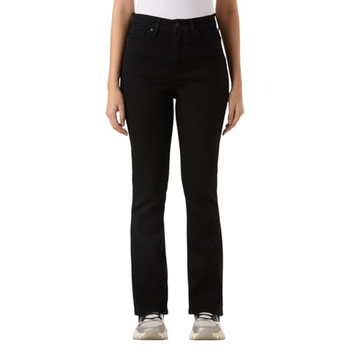 Women Black Mid Rise Flared Leg Powerflex Jeans