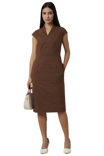 Van Heusen Women's Polyester Blend Modern Knee-Length Dress (VWDRFRGPZ76117_Brown Van Heusen Women's Polyester Blend Modern Knee-Length Dress (VWDRFRGPZ76117_Brown