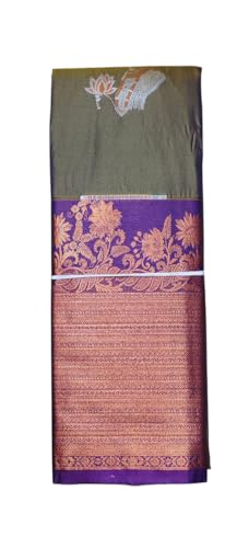 VFCollections Women's Traditional Handloom Kanchipuram Silk Pure Pattu Sarees | Rich Zari Woven Design | Unstitched Blouse (VFC106) (VFC264-2)
