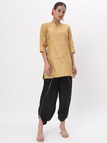studio rasa Women's Chroma Solid Embellished Dhoti for Festive Wedding Fusionwear (BTWC52305S_Black_Small)