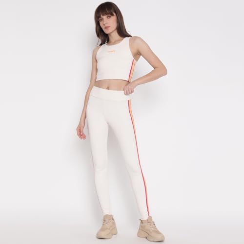 GUESS Women Off White Striped Legging_7624302429289