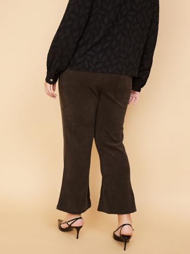 Max Kalki x Max Women Knit Textured Flared Trousers (Brown_3XL)