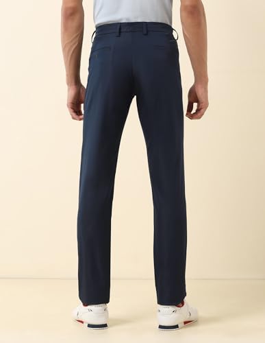 U.S.Polo Association Men's Solid Denver Slim Fit Trousers Blue