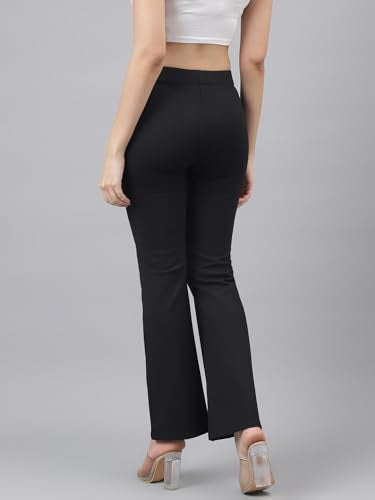 Latin Quarters Women Black Casual Solid High Rise Trouser_L
