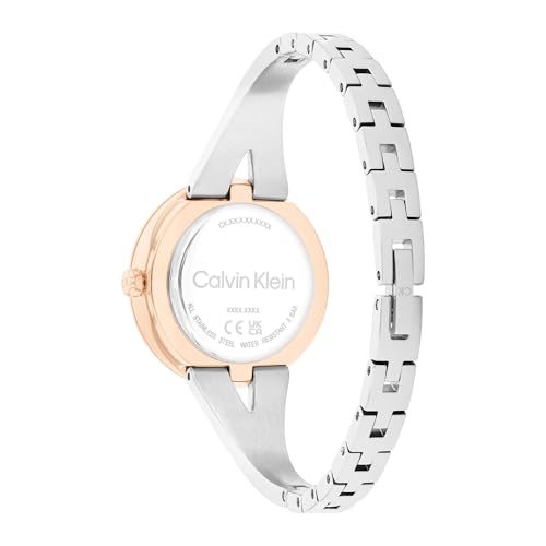 Calvin Klein Joyful Qtz Basic Silver White Round Dial Women's Watch|Two Tone Stainless Steel Material|Silver Color Band - 25100028
