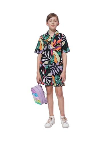 VERO MODA Girl Tropical Print Cotton Regular Fit Mid Rise Black Casual Shorts