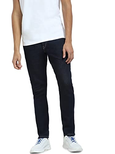 JACK & JONES Men Mid Rise Regular Fit Jeans (12244459_Dark Blue Denim_34/34)