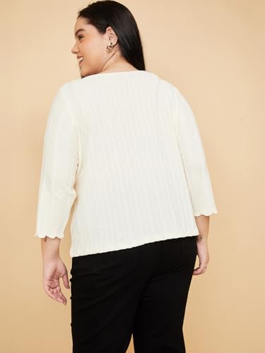 Max Women Textured Top (Off White_5XL)