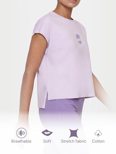 Enamor Pull on Sleeveless Crew Neck Regular Length Cotton T-Shirt for Women with Embroidery Details, Relaxed Fit - E3G7