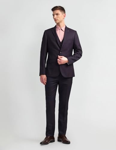Arrow Men's Polyester Single Breasted Business Suit Pants Set (8905951326921_Wine